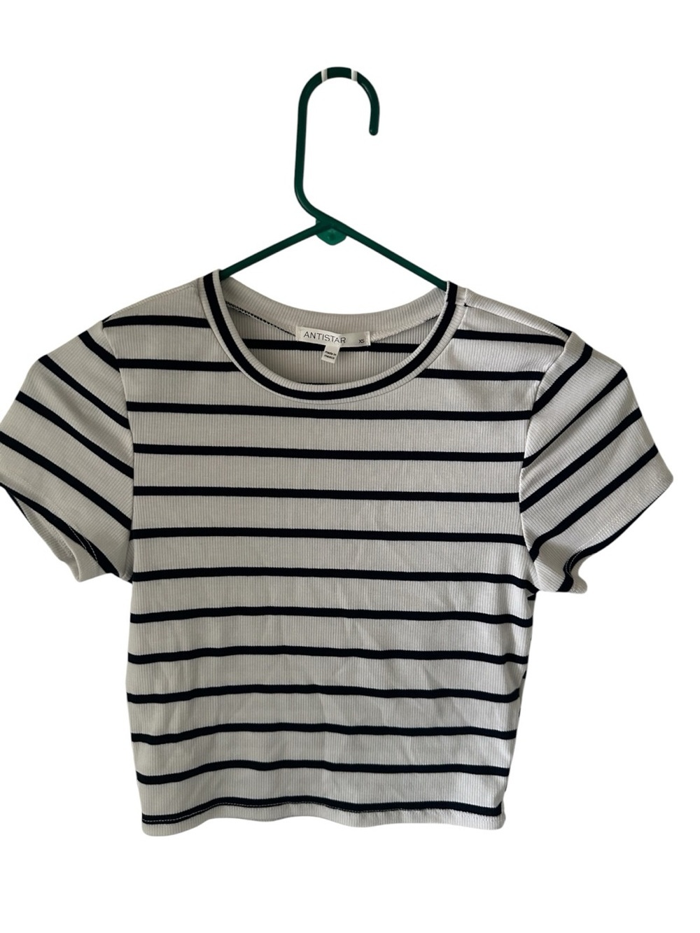 Antistar Black & White Women’s Striped Crop Tee